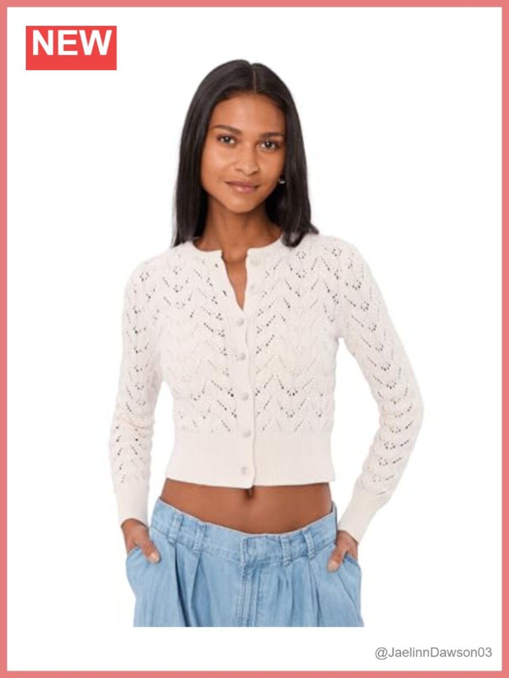 Free People Pretty in Pointelle Cardi Cropped Cotton Cardigan